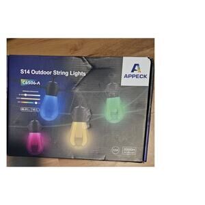 Appeck S14 Outdoor String Lights For 15bulbs 49.21ft 12w 20000H(lights) OPEN BOX